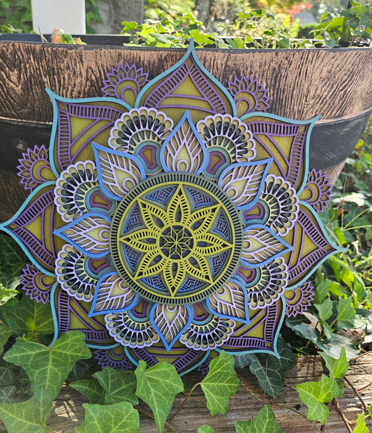 Mandala in Beautiful Greens and Purples