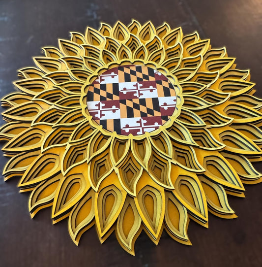 Maryland Flag Sunflower Wall Art Decor