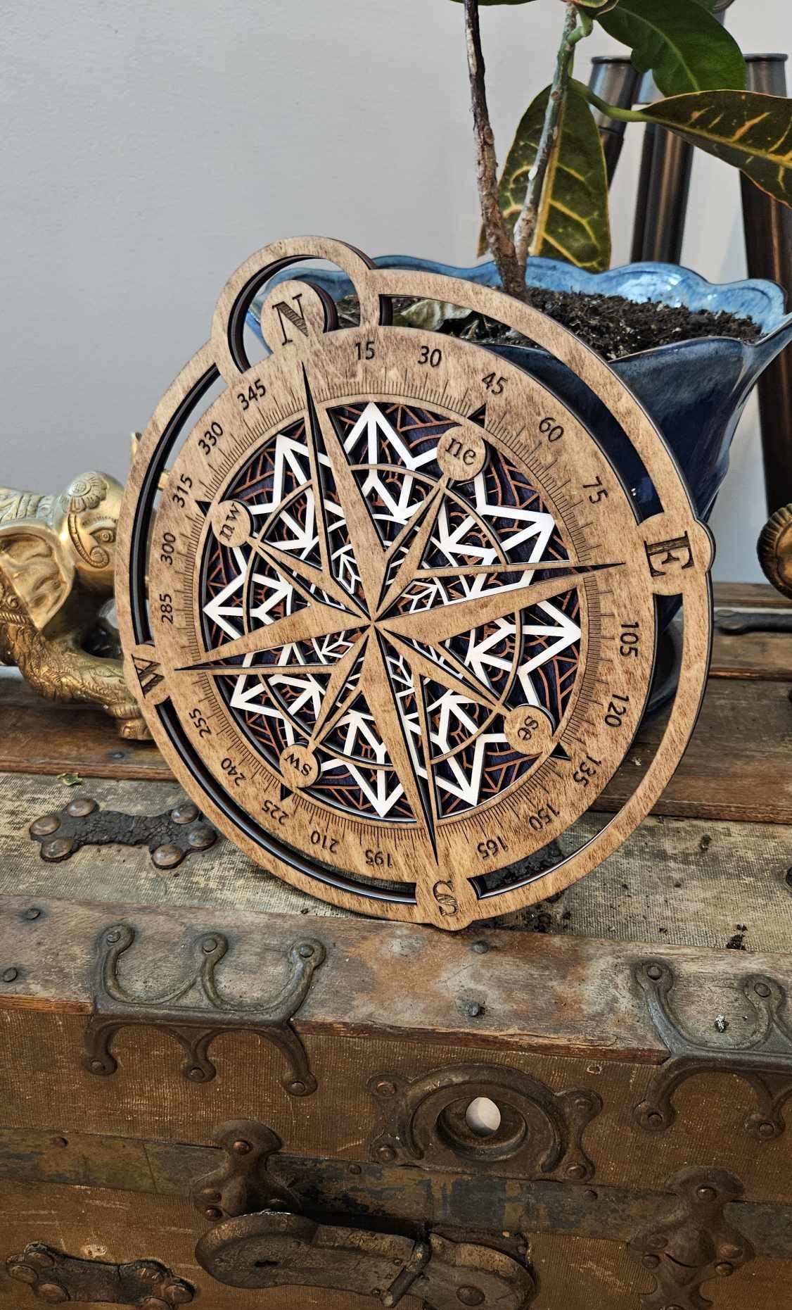 Wooden Compass Wall Art