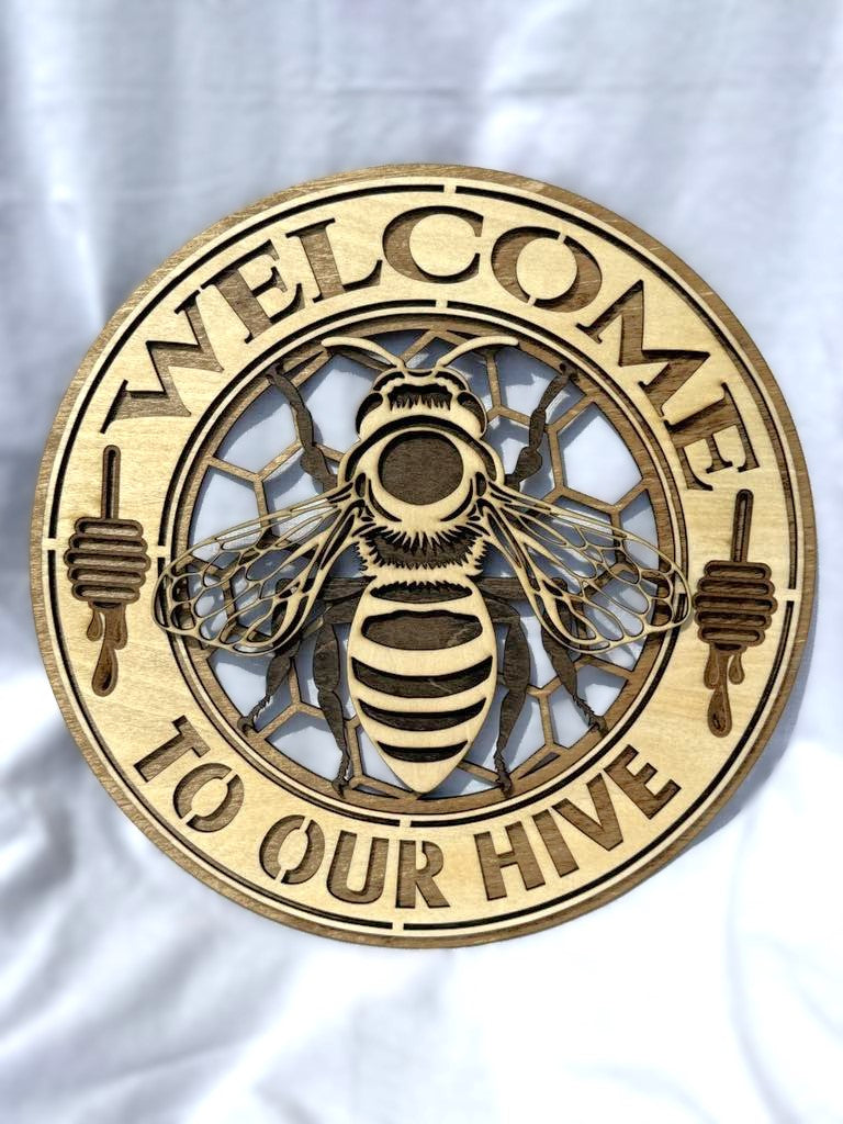 Welcome to Our Hive - Bee Sign - Wall Art