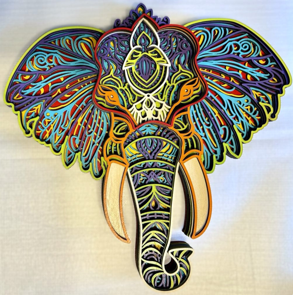 Mandala Elephant - Bright Colors - Beautiful Decor Accent